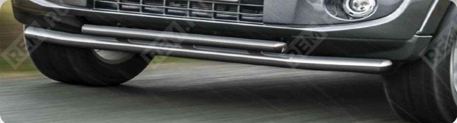  RU000218  защита передняя труба двойная d76/57 мм, нержавеющая сталь (фото 1)