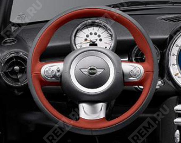  32300418253  рулевое колесо спортивное 3-спицевое redwood red, кожа (фото 1)