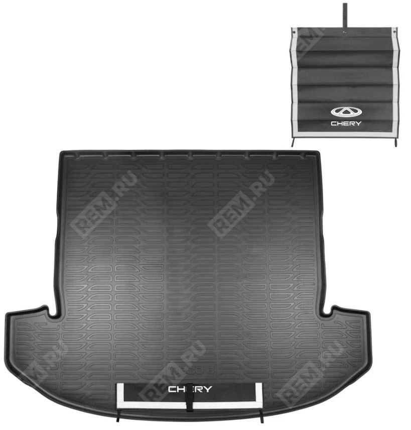  NPPA001CCY03  ковер в багажник с защитным фартуком полиуретан при сложенном 3-ем ряде (фото 1)