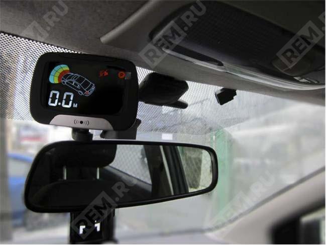  RU000189  парктроник aviline 8 датчиков, lcd-дисплей на стекло/торпедо, черный (фото 2)
