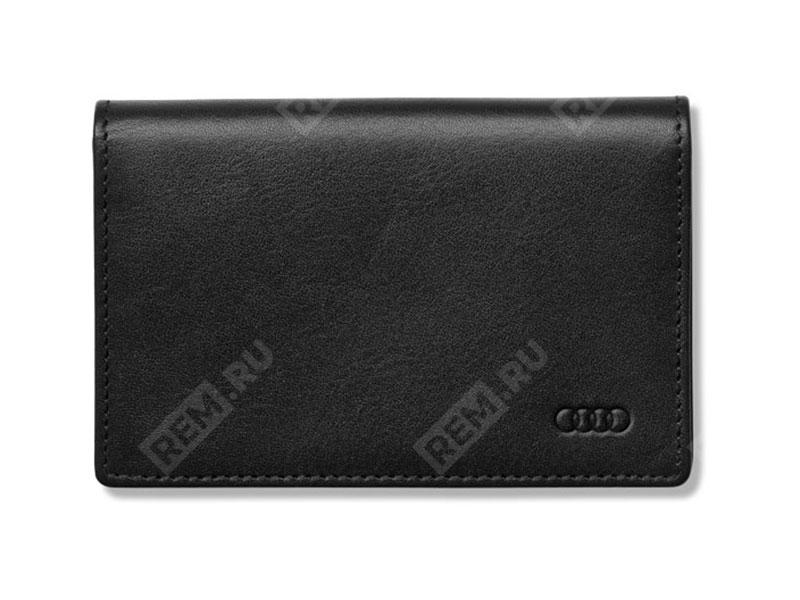  3141700300  кожаный футляр для визитных карт audi business card holder, black (фото 1)