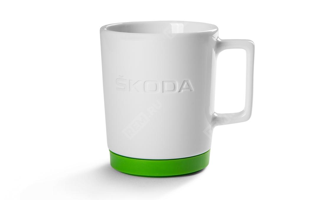  000069601BK  кружка с зеленым силиконом skoda pad (фото 1)