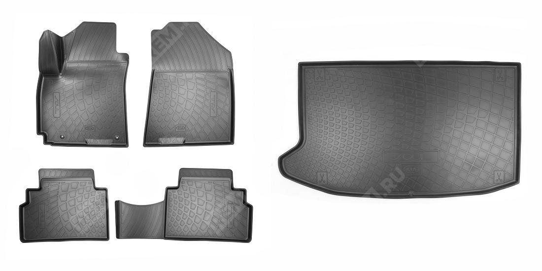  R8130K0100P  комплект резиновых ковров салона и багажника с бортом (premium, premium+, gt-line) (фото 1)