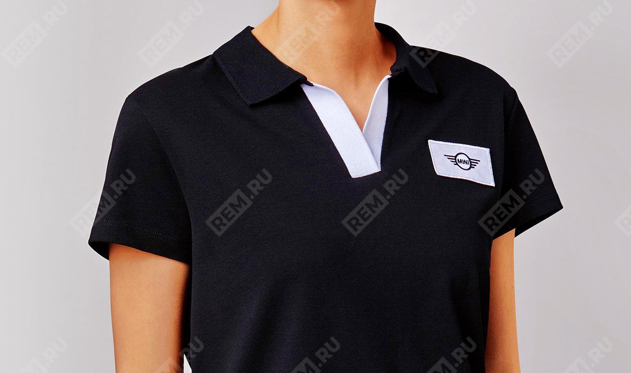  80142454940  женская рубашка-поло  mini logo patch, черная, размер xs (фото 4)