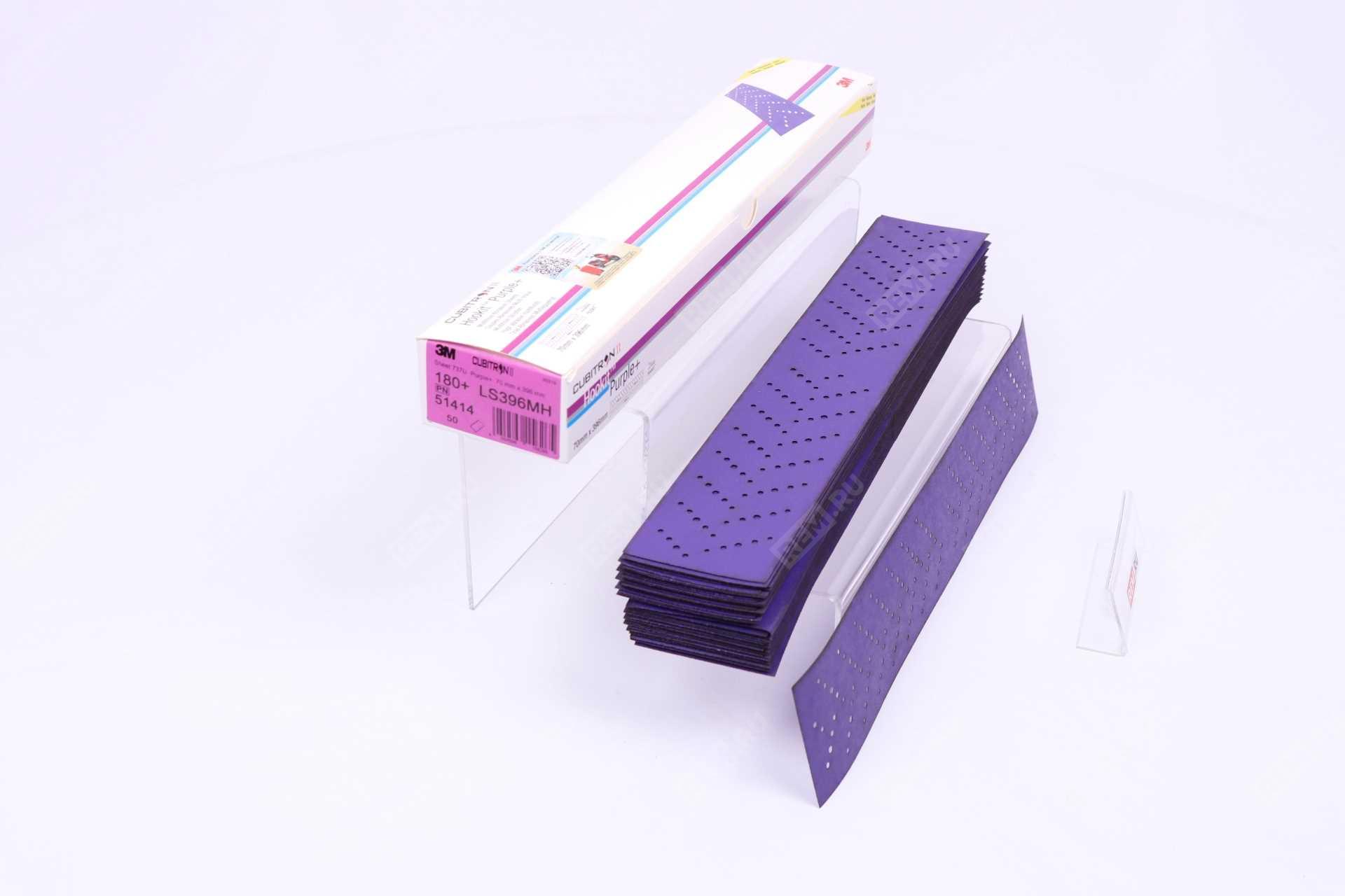  51414  полоска абразивная 3m hookit, серии 737u purple+, 70x396mm, p180 (фото 4)