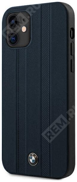  J5200000302  чехол bmw для iphone 12 mini (5.4) signature genuine leather tire marks hard navy (фото 1)