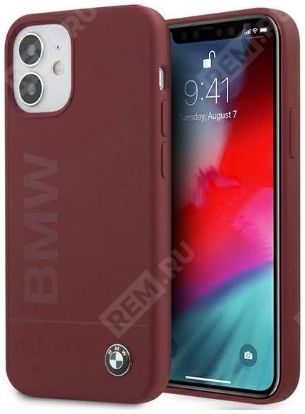  J5200000308  чехол bmw для iphone 12 mini (5.4) signature liquid silicone laser logo hard red (фото 1)