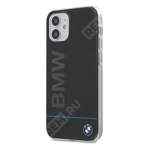  J5200000311  чехол bmw для iphone 12 mini (5.4) signature pc/tpu blue line printed logo hard black (фото 1)