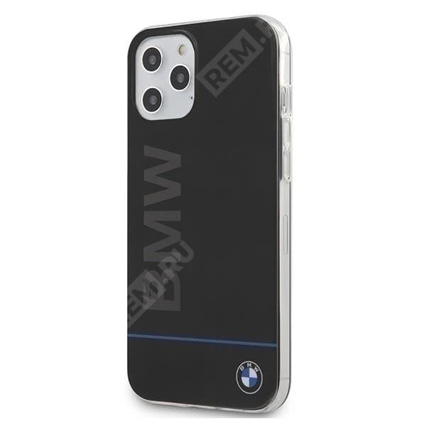  J5200000313  чехол bmw для iphone 12 pro max (6.7) signature pc/tpu blue line printed logo hard black (фото 1)