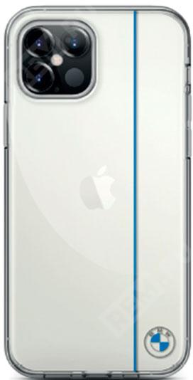  J5200000323  чехол bmw для iphone 12 mini (5.4) signature pc/tpu blue line hard transparent (фото 1)