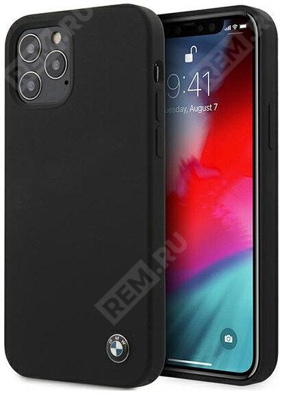  J5200000334  чехол bmw для iphone 12 pro max (6.7) signature liquid silicone hard black (фото 1)