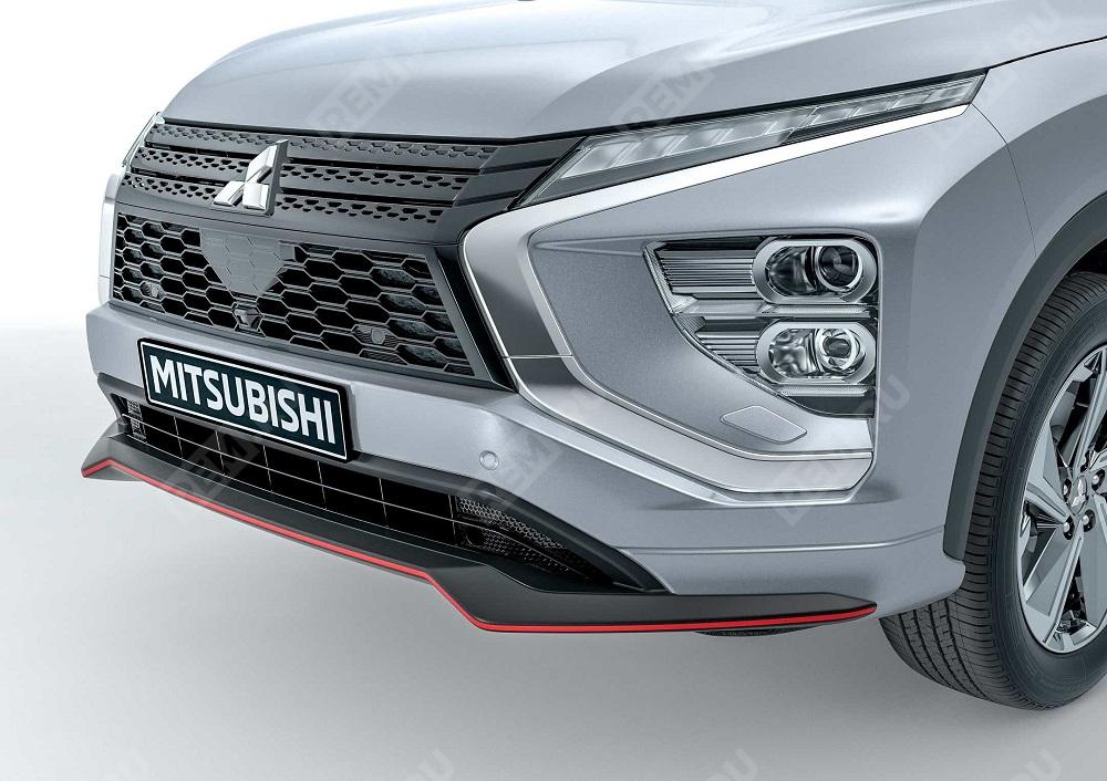  MZ576848EX  накладка переднего бампера аэродинамическая, черная с красной полосой (фото 1)